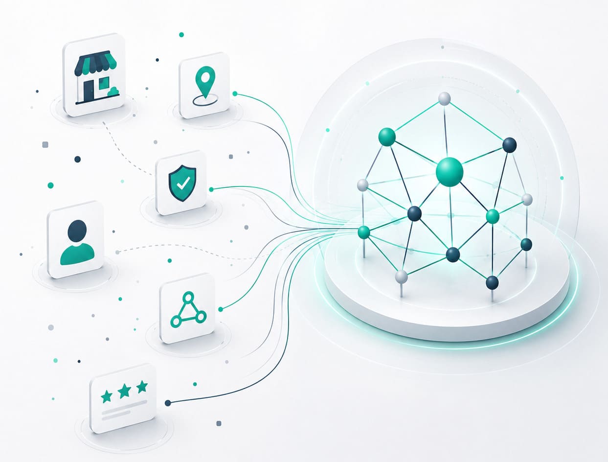Entity SEO transforms disconnected assets into a unified commercial graph. The company anchors the graph, services define value, experts establish authority, locations indicate market relevance, and proof assets substantiate claims.
