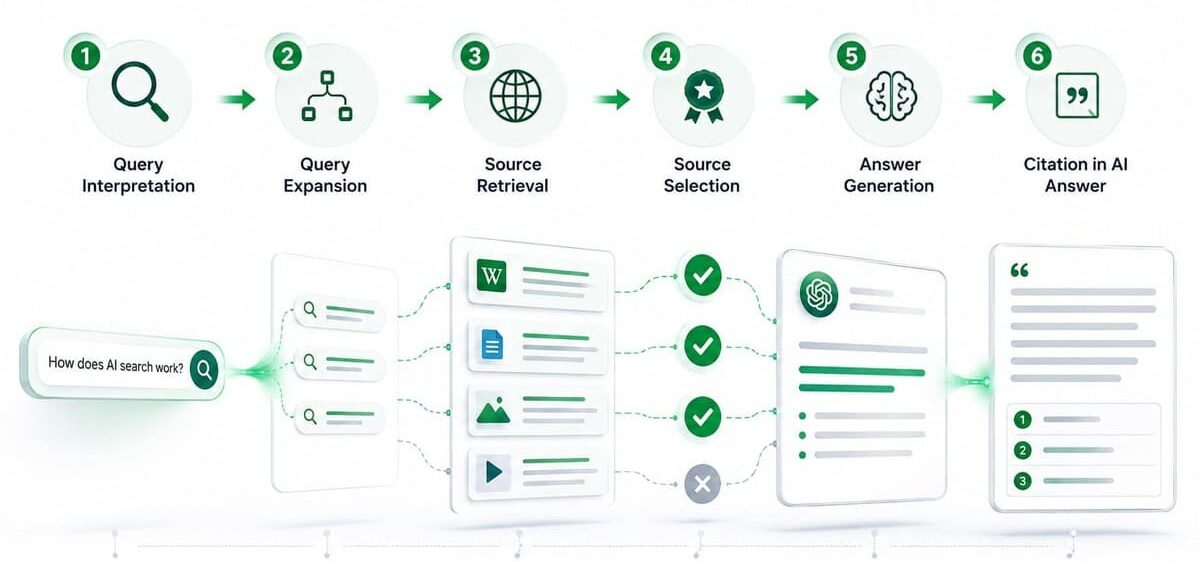 How AI Search Finds, Selects, and Cites Website Content